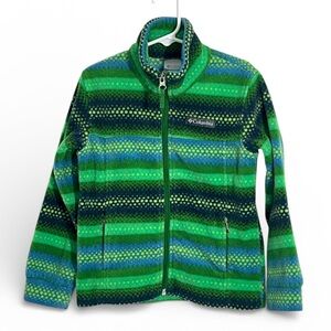 Columbia Zing III Striped Fleece Jacket Green/Blue Boys XXS (4-5)